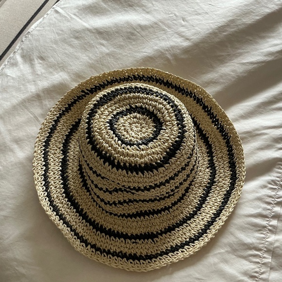 Bruno Magli Striped Crochet Straw Bucket Hat, Brown - Picture 4 of 4